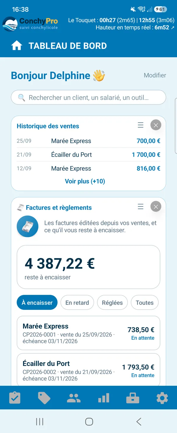 « Bonjour Delphine » : les dernières ventes de moules, puis les factures et ce qui reste à encaisser